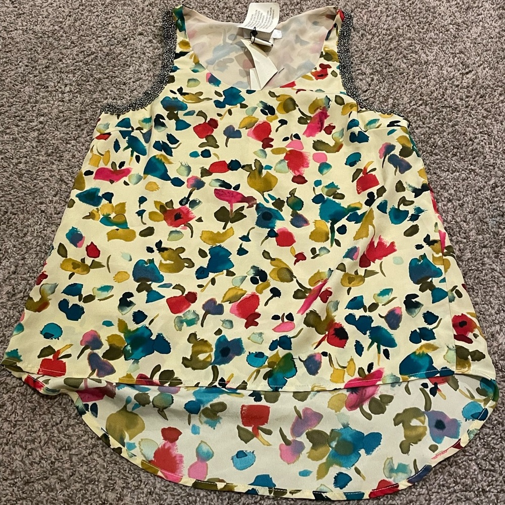 MMCouture Watercolor Sheer Top w/ Beading NWT